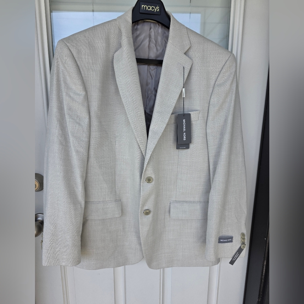 $295 Michael Kors Men Classic Fit Herringbone Woven Sport Coat Sz 42S NWT Career - Picture 2 of 14